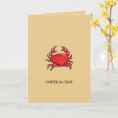 Rode Krab en Kreeft Zodiac Verjaardag Kaart (Gele Bloem)