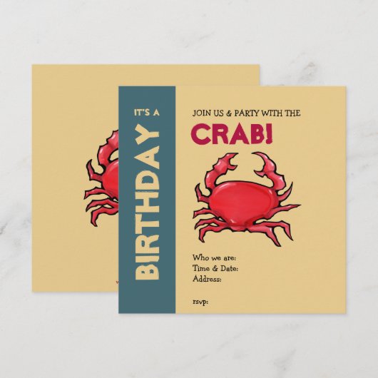 Rode krab en uitnodiging van de dag (Voorkant / Achterkant)