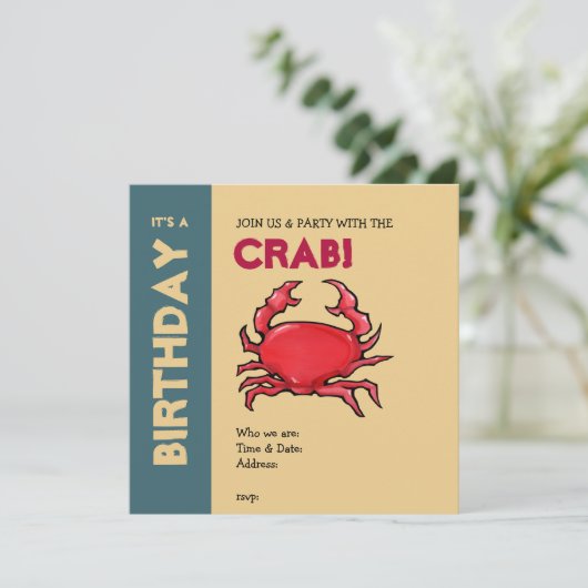 Rode krab en uitnodiging van de dag (Staand voorkant)