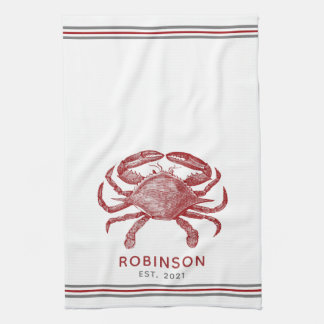 rode krab, gepersonaliseerde naam sjabloon theedoek