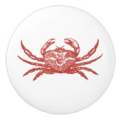  rode krab "houtsnede" keramische knop (Voorkant)