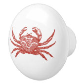  rode krab "houtsnede" keramische knop (Rechts)