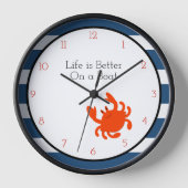 Rode krab marine Nautical Personalized Wall klok (Voorkant)