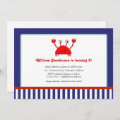 Rode krab Nautical Birthday Invitations Kaart (Voorkant / Achterkant)