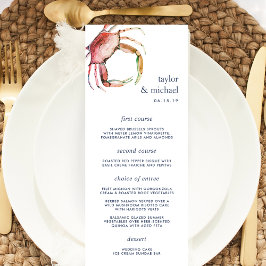Rode krab | Nautische bruiloft Menu Kaart