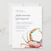 Rode krab | nautische bruiloft uitnodiging (Voorkant)