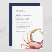 Rode krab | nautische bruiloft uitnodiging (Voorkant / Achterkant)