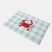 Rode Krab Nautische Gingham Patroon Deur Mat (Schuin)