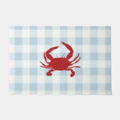 Rode Krab Nautische Gingham Patroon Deur Mat (Voorkant)