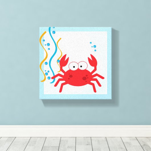 Rode krab onder Zee Canvas Art afdrukken (Insitu (Houten vloer))