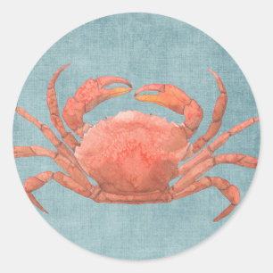 Rode krab op Denim-Stickers Ronde Sticker