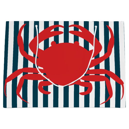Rode krab op Noordelijke Stripes Large Cadeautasje (Voorkant)