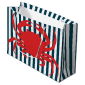 Rode krab op Noordelijke Stripes Large Cadeautasje (Voorkant Gekanteld)