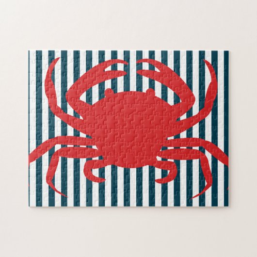 Rode krab op Noordelijke Stripes Legpuzzel (Horizontaal)