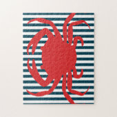 Rode krab op Noordelijke Stripes Legpuzzel (Verticaal)