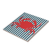 Rode krab op Noordelijke Stripes Tegeltje (Zijkant)