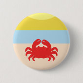 Rode krab op Sunny Beach Ronde Button 5,7 Cm (Voorkant)