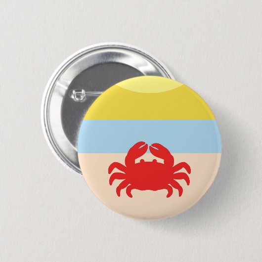 Rode krab op Sunny Beach Ronde Button 5,7 Cm (Voorkant /achterkant)
