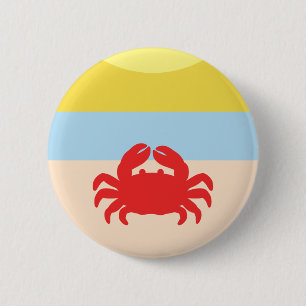 Rode krab op Sunny Beach Ronde Button 5,7 Cm