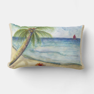 Rode krab op zand-strand Zeilpalm HomeDecor Kussen