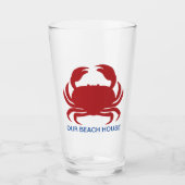 Rode krab Personaliseer naam Modern Beach Party Glas (Voorkant)