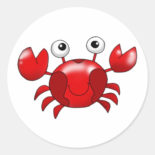 Rode krab ronde sticker (Voorkant)