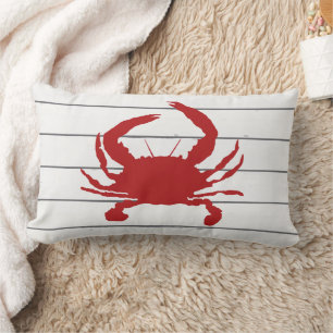 Rode krab schilderen silhouet Shiplap strand kusse Kussen