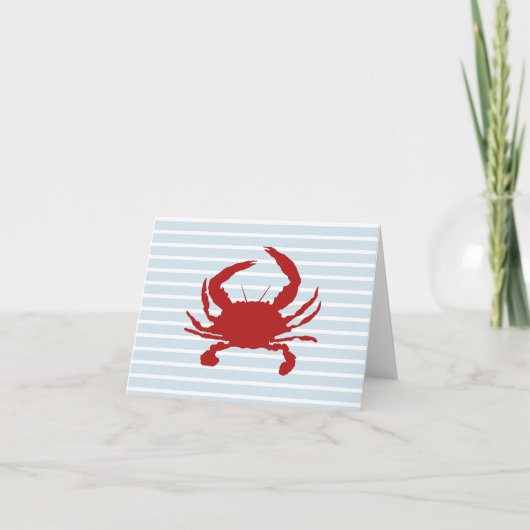 Rode Krab Schilderij Stripe Nautical Bedankkaart (Voorkant)