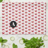 Rode krab Silhouette Monogram Patroonstrand Theedoek (Gevouwen)
