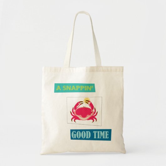 Rode krab snapping goede tijd herbruikbare zak tote bag (Voorkant)