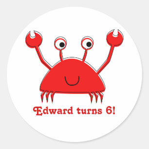 Rode krab Stickers Cupcake Toppers