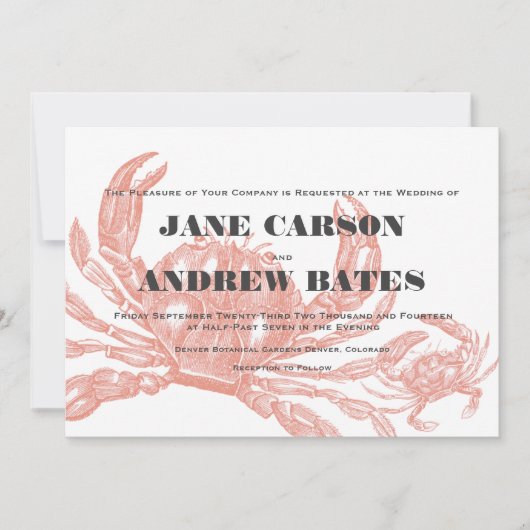 Rode krab-uitnodiging kaart (Voorkant)