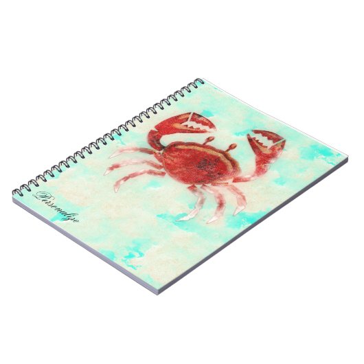 Rode krab Zee Elegant Beach Custom Journal Notitieboek (Linkerzijde)