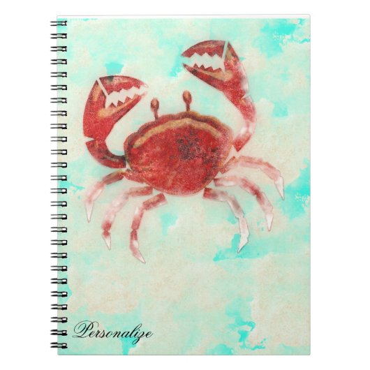 Rode krab Zee Elegant Beach Custom Journal Notitieboek (Voorkant)