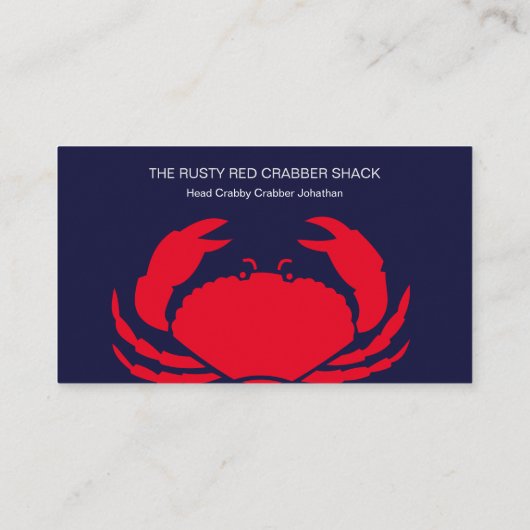 Rode Krab Zeevruchten Marine Blauw Wit Eenvoudige  Visitekaartje (Achterkant)