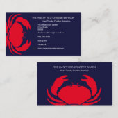 Rode Krab Zeevruchten Marine Blauw Wit Eenvoudige  Visitekaartje (Voorkant / Achterkant)