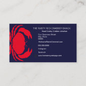 Rode Krab Zeevruchten Marine Blauw Wit Eenvoudige  Visitekaartje (Voorkant)