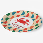 Rode Krab Zeevruchten Nautische Strepen geometrisc Papieren Bordje (Gekanteld)