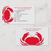 Rode Krab Zeevruchten Zwart Wit Eenvoudig Nautisch Visitekaartje (Voorkant / Achterkant)