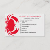 Rode Krab Zeevruchten Zwart Wit Eenvoudig Nautisch Visitekaartje (Voorkant)