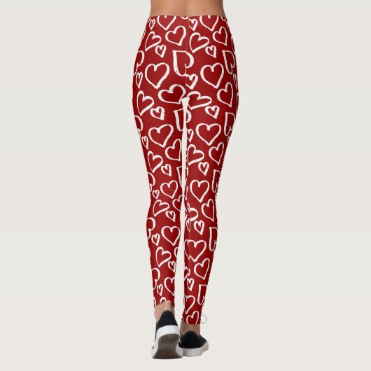Rode krabbelharten patroon leggings (Achterkant)