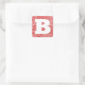 Rode krabbelprint initiaal vierkante sticker (Tas)