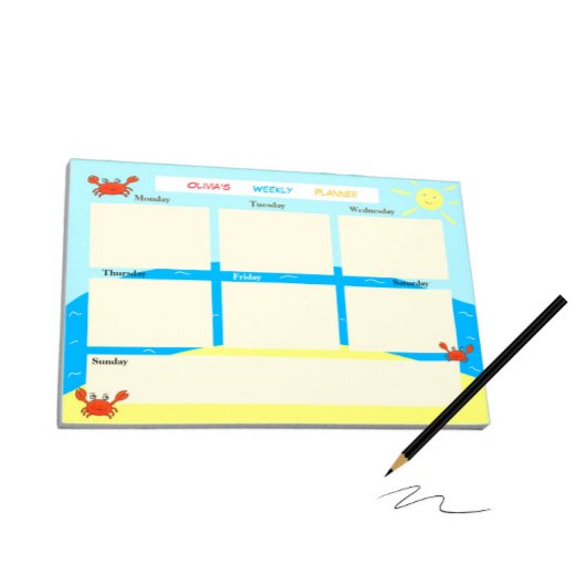 Rode krabben en zee notitieblok