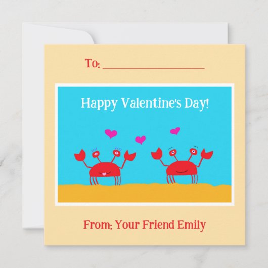 Rode Krabben Harten Vriendschap Kinder Valentijnsd Feestdagenkaart (Voorkant)