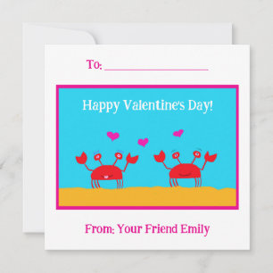 Rode Krabben Harten Vriendschap Kinder Valentijnsd Feestdagenkaart