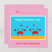 Rode Krabben Harten Vriendschap Kinder Valentijnsd Feestdagenkaart (Voorkant / Achterkant)