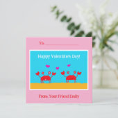 Rode Krabben Harten Vriendschap Kinder Valentijnsd Feestdagenkaart (Staand voorkant)