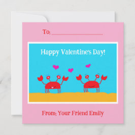 Rode Krabben Harten Vriendschap Kinder Valentijnsd Feestdagenkaart