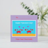 Rode Krabben Harten Vriendschap Kinder Valentijnsd Feestdagenkaart (Staand voorkant)