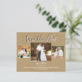 Rode Kraft Buffalo geruite foto save the date (Staand voorkant)